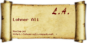 Lohner Ali névjegykártya